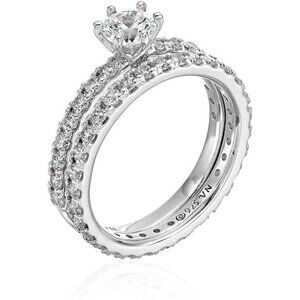 Women's Sterling Silver Round Ring Set made with Infinite Elements Zirconia